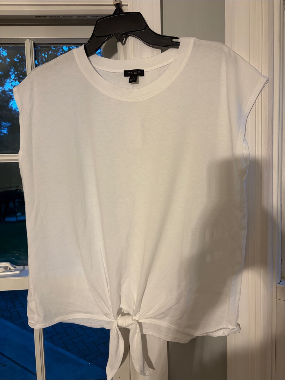 Ann Taylor Factory White Tie-Front Tank Top